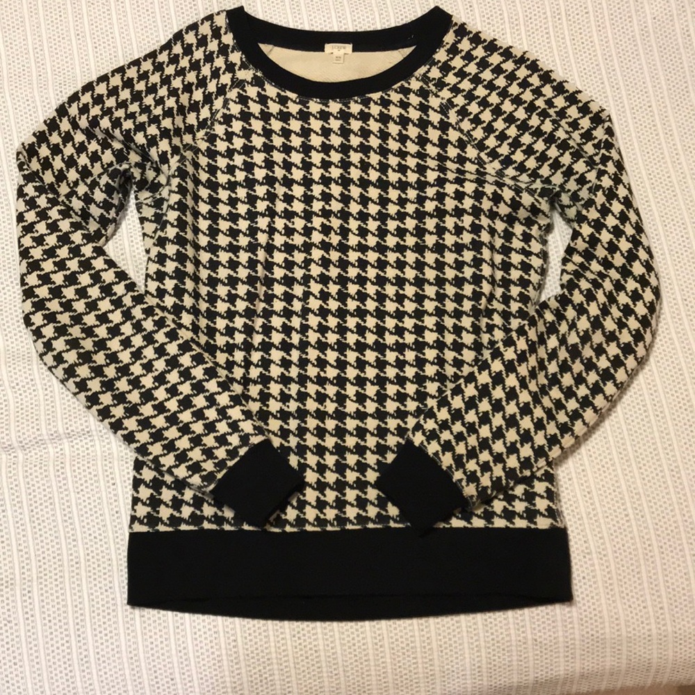 J.Crew Houndstooth Cream/Black Cotton Sweater